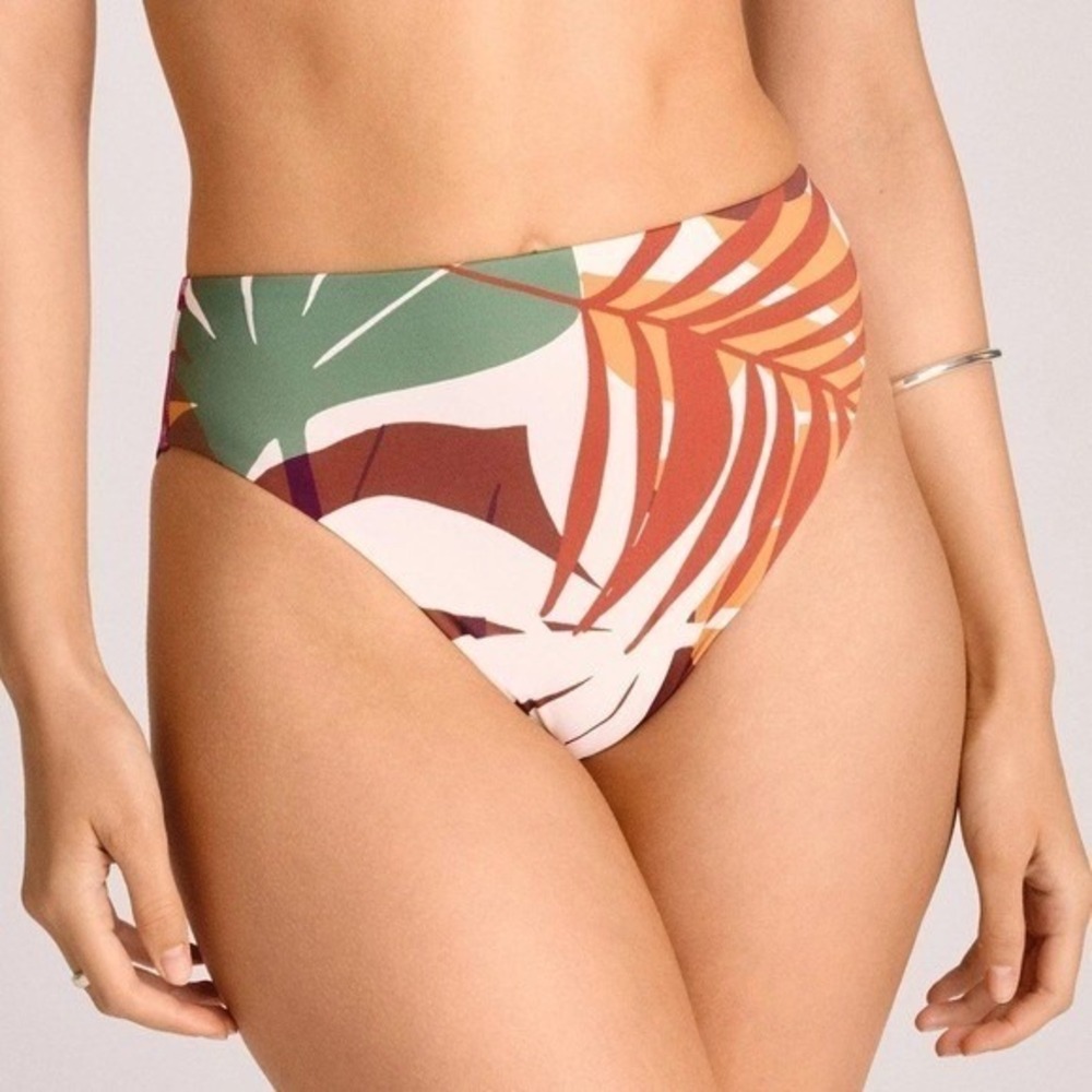 Vitamin A High Waist Bikini Bottom Multi Palm Print Size S New With Tags